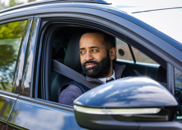 Man driving car